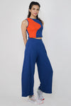 Rib sleeveless top with wide leg pants