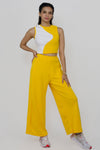 Rib sleeveless top with wide leg pants