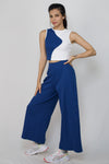 Rib sleeveless top with wide leg pants