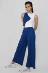 Rib sleeveless top with wide leg pants