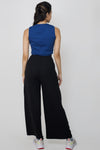 Rib sleeveless top with wide leg pants