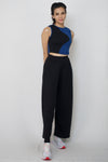 Rib sleeveless top with wide leg pants