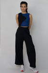 Rib sleeveless top with wide leg pants