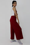 Rib sleeveless top with wide leg pants