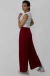 Rib sleeveless top with wide leg pants