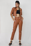 Leather skin fit pants