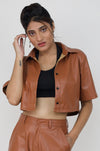 Leather cropped shirt