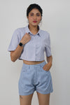Solid cotton shirt and shorts