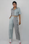 Colour blocked stripe cotton trousers