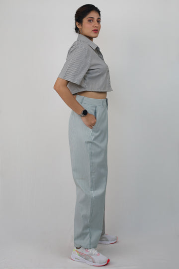 Colour blocked cotton shirt and trousers