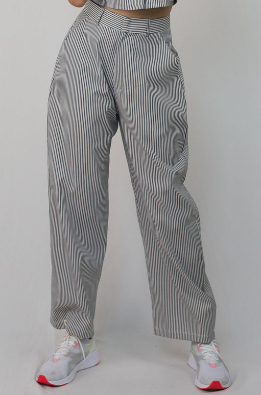 Solid stripe cotton trousers