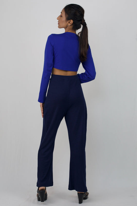 Wrap top with rib bell bottoms