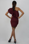 One Shoulder Ruffle Neck Dress