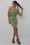 One Shoulder Ruffle Neck Dress