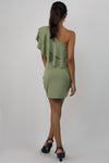 One Shoulder Ruffle Neck Dress