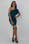 One Shoulder Ruffle Neck Dress