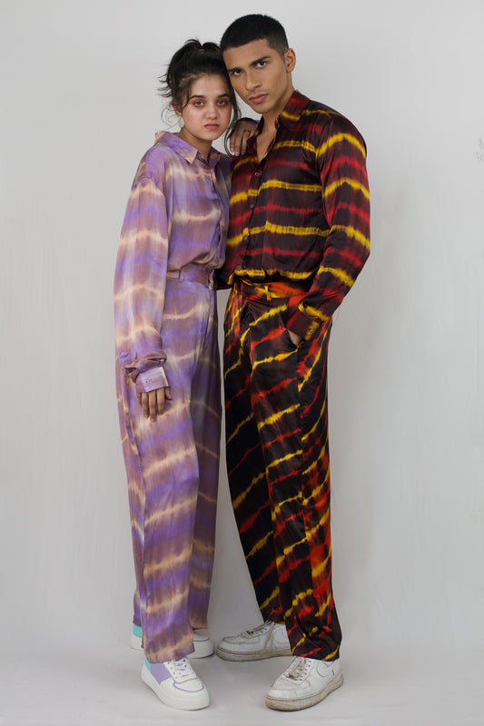 Tie dye shirt and pant coord set for couple