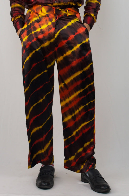 Satin tie dye pants