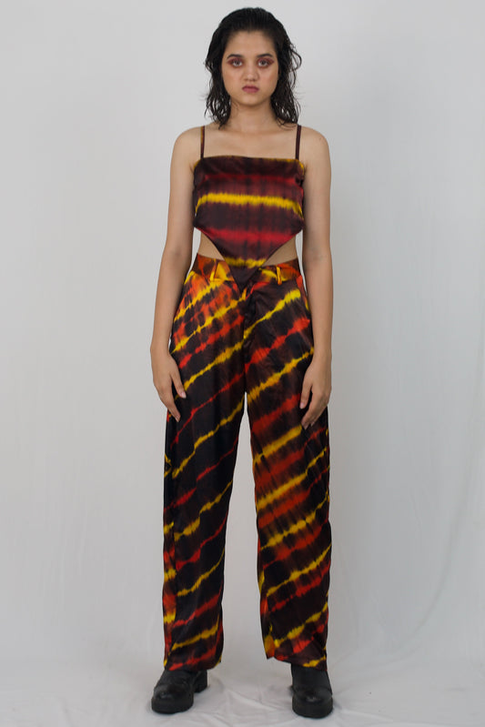 Satin tie dye scarf top and pants