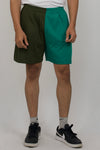 Colour blocked cotton knit shorts