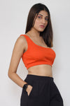 Rib one shoulder crop top