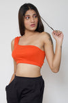 Rib one shoulder crop top