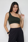 Rib one shoulder crop top