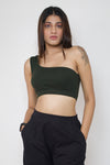 Rib one shoulder crop top